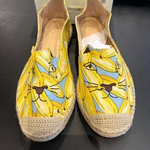 Charlotte Olympia Yellow Banana Print Kitty Espadrilles Shoes Size 40 New (2)